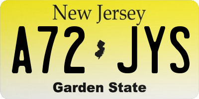 NJ license plate A72JYS