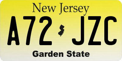 NJ license plate A72JZC