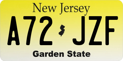 NJ license plate A72JZF