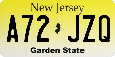 NJ license plate A72JZQ
