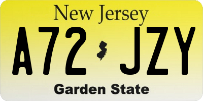 NJ license plate A72JZY