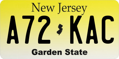 NJ license plate A72KAC