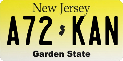 NJ license plate A72KAN