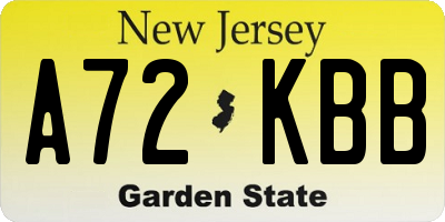 NJ license plate A72KBB