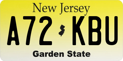NJ license plate A72KBU