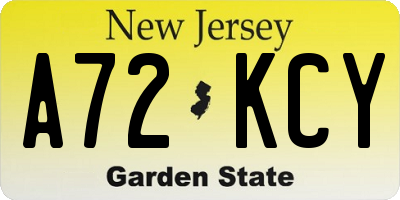NJ license plate A72KCY