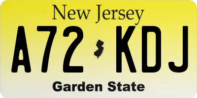 NJ license plate A72KDJ