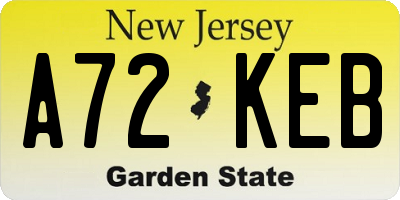 NJ license plate A72KEB