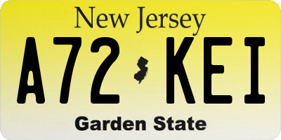 NJ license plate A72KEI
