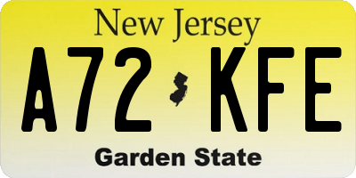 NJ license plate A72KFE