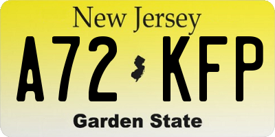 NJ license plate A72KFP