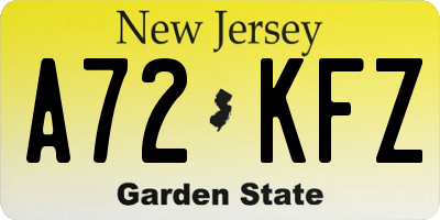 NJ license plate A72KFZ