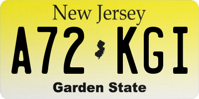 NJ license plate A72KGI
