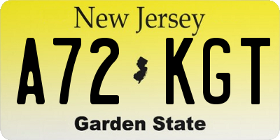 NJ license plate A72KGT