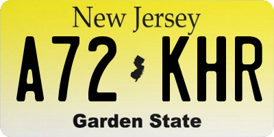 NJ license plate A72KHR