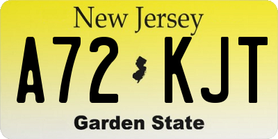 NJ license plate A72KJT