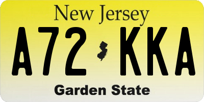 NJ license plate A72KKA