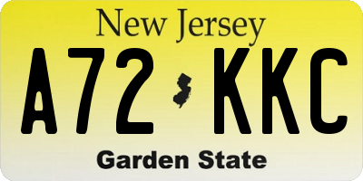 NJ license plate A72KKC