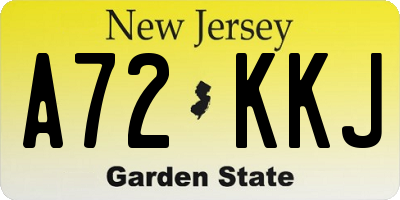 NJ license plate A72KKJ