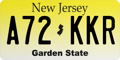 NJ license plate A72KKR