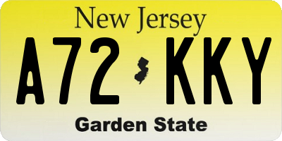 NJ license plate A72KKY
