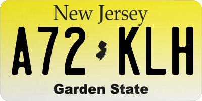 NJ license plate A72KLH
