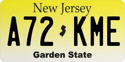 NJ license plate A72KME