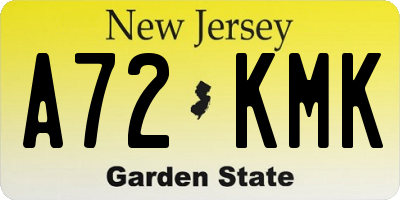 NJ license plate A72KMK