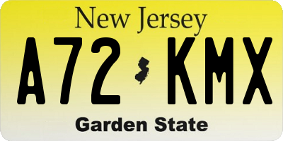 NJ license plate A72KMX