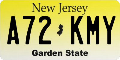 NJ license plate A72KMY