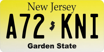 NJ license plate A72KNI