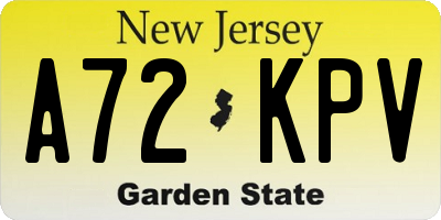 NJ license plate A72KPV