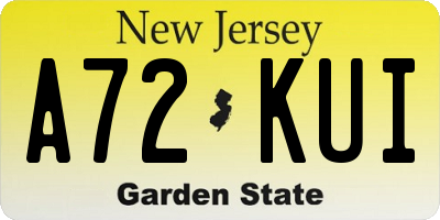 NJ license plate A72KUI