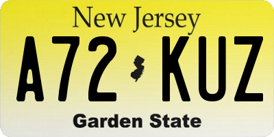 NJ license plate A72KUZ