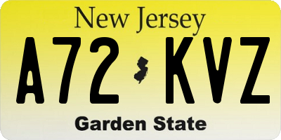 NJ license plate A72KVZ