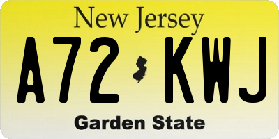 NJ license plate A72KWJ