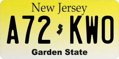 NJ license plate A72KWO