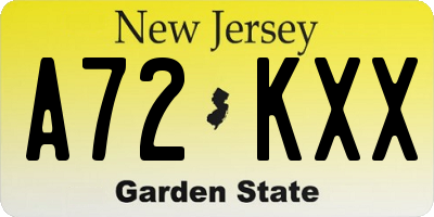 NJ license plate A72KXX