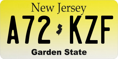 NJ license plate A72KZF