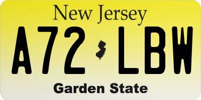 NJ license plate A72LBW