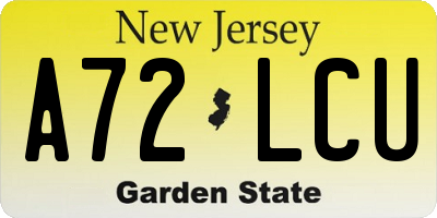 NJ license plate A72LCU