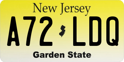 NJ license plate A72LDQ