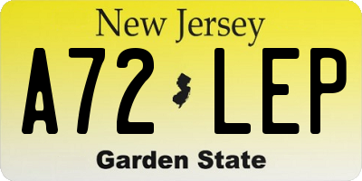 NJ license plate A72LEP