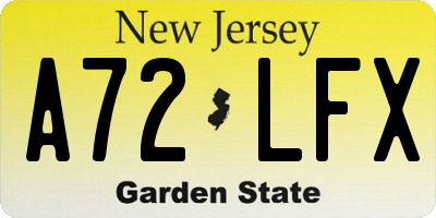 NJ license plate A72LFX