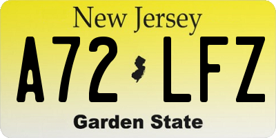 NJ license plate A72LFZ