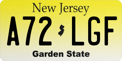 NJ license plate A72LGF
