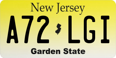 NJ license plate A72LGI