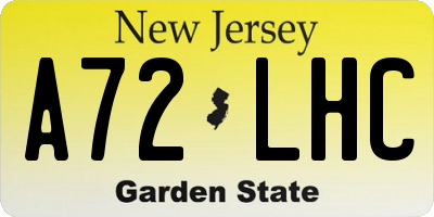 NJ license plate A72LHC