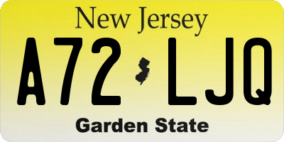 NJ license plate A72LJQ