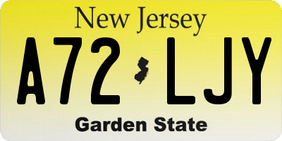 NJ license plate A72LJY